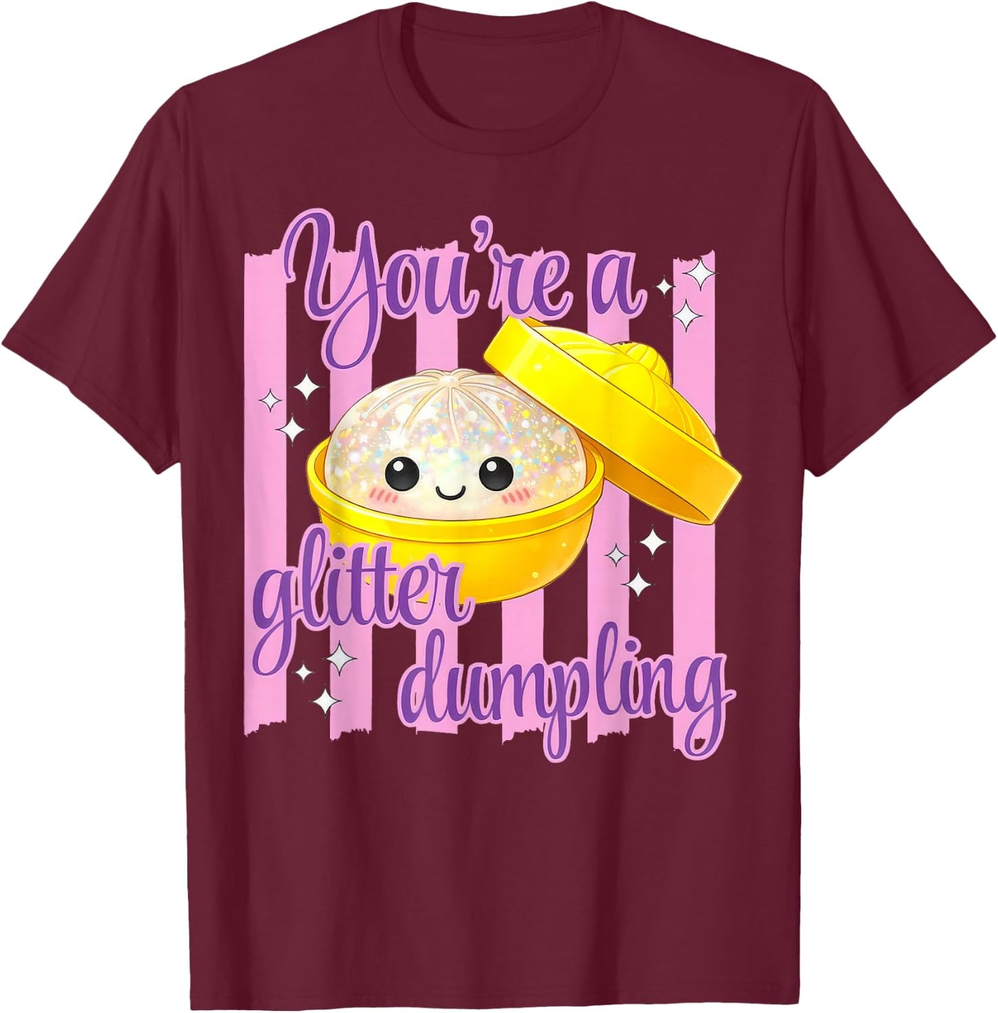 Funny Striped You're A Dumpling Cute Dumpling Kids Girls T-Shirt - T-Shirt | Maroon