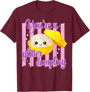 Funny Striped You're A Dumpling Cute Dumpling Kids Girls T-Shirt - T-Shirt | Maroon