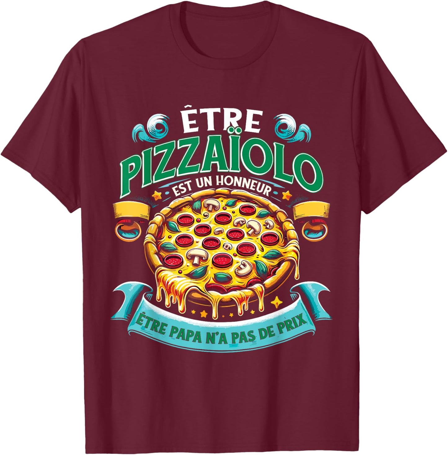 Italian Pizza Maker Pizzeria , Black, S T-Shirt - T-Shirt | Maroon