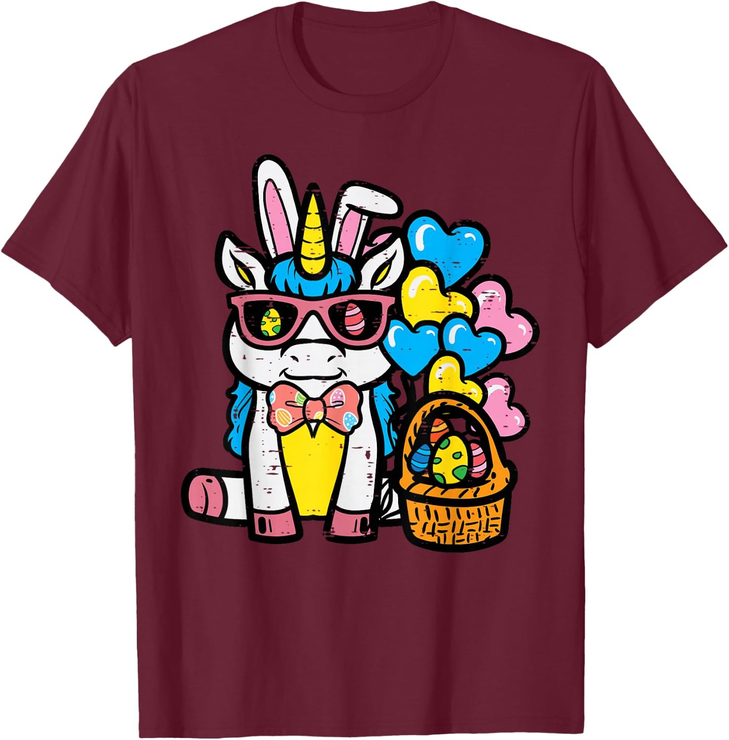 Easter Unicorn Bunny Eggs Basket Toddler Girls Kids Women T-Shirt - T-Shirt | Maroon