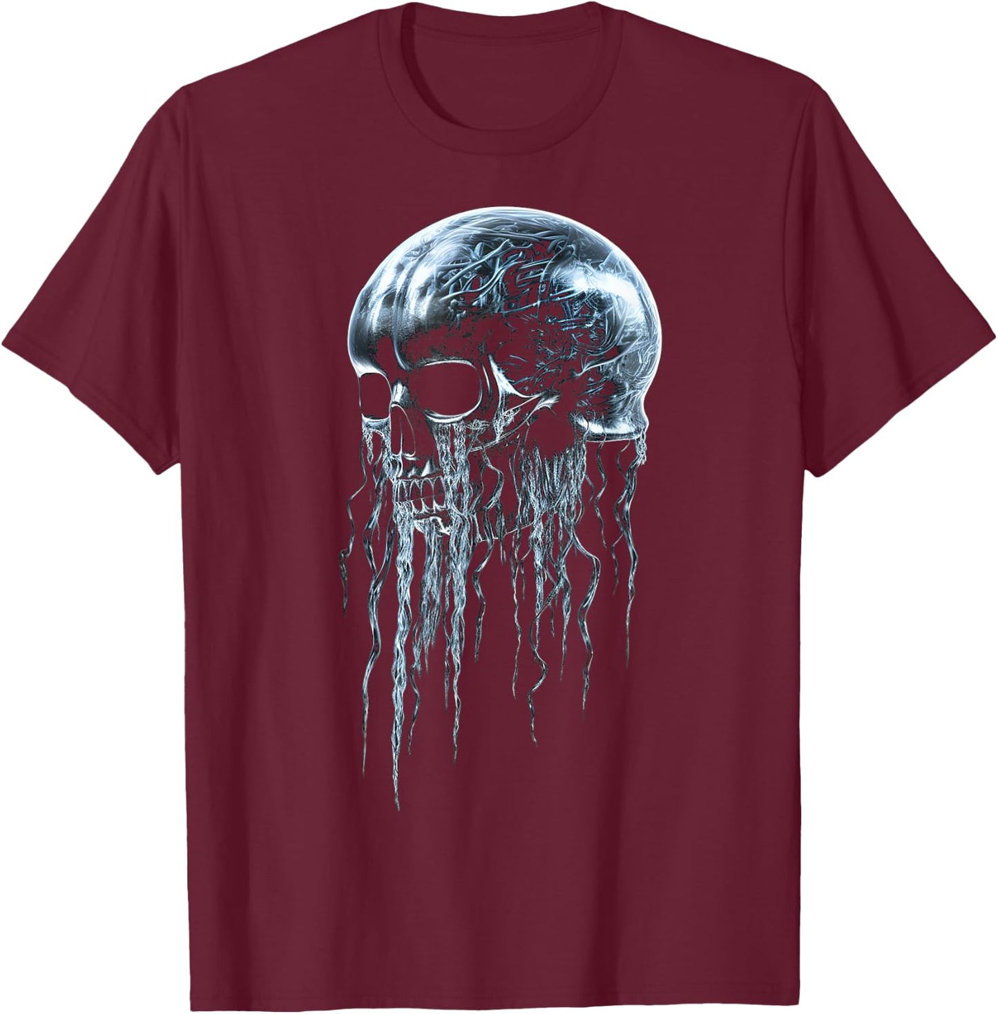 Skull Art Graphic Skull , Black, S T-Shirt - T-Shirt | Maroon