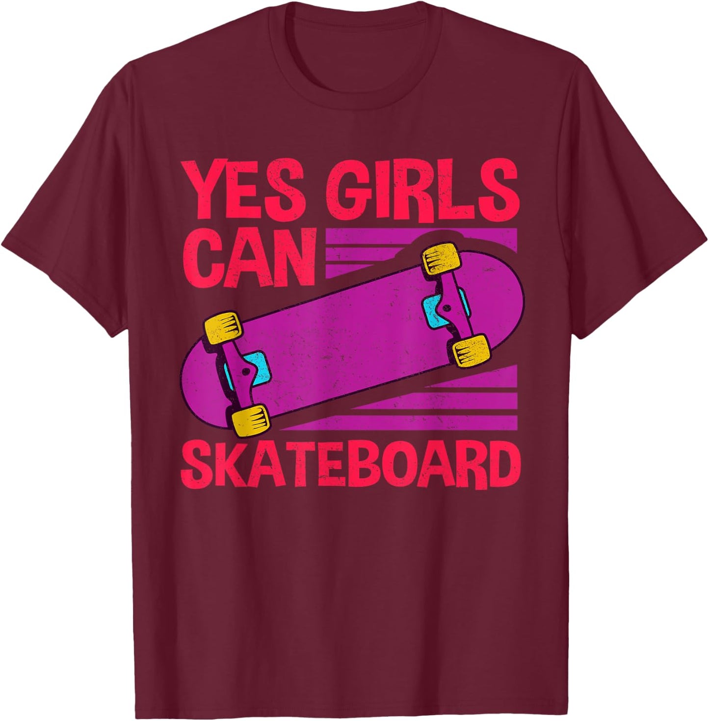 Funny Girls Skateboard Gift Kids Cool Skateboarder Skate T-Shirt - T-Shirt | Maroon