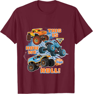 Kids Blippi El Toro Loco Megalodon This is How We Roll T-Shirt - T-Shirt | Maroon