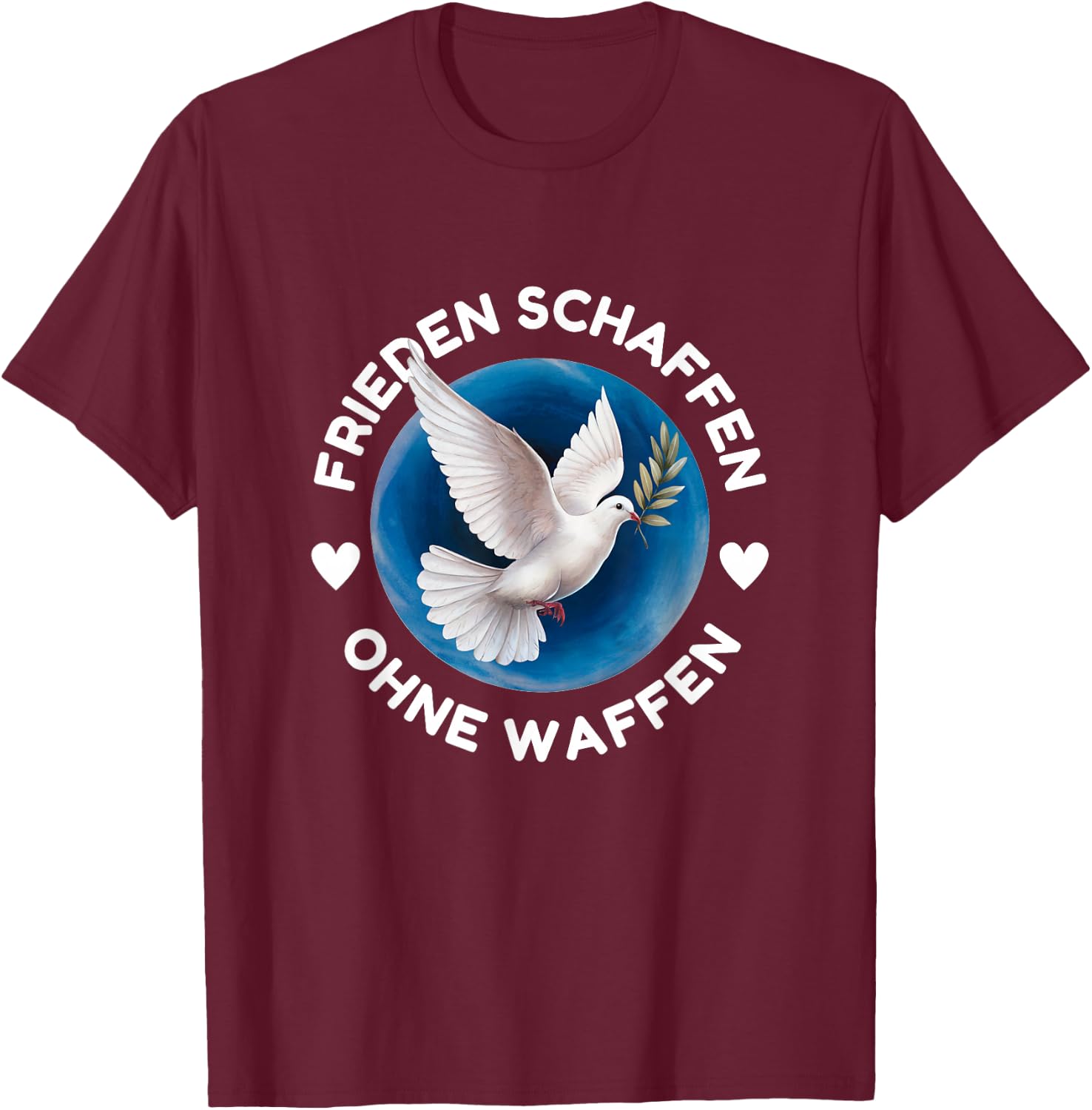 Frieden Schaffen Ohne Waffen Weltfrieden Weiße Friedenstaube T-Shirt - T-Shirt | Maroon