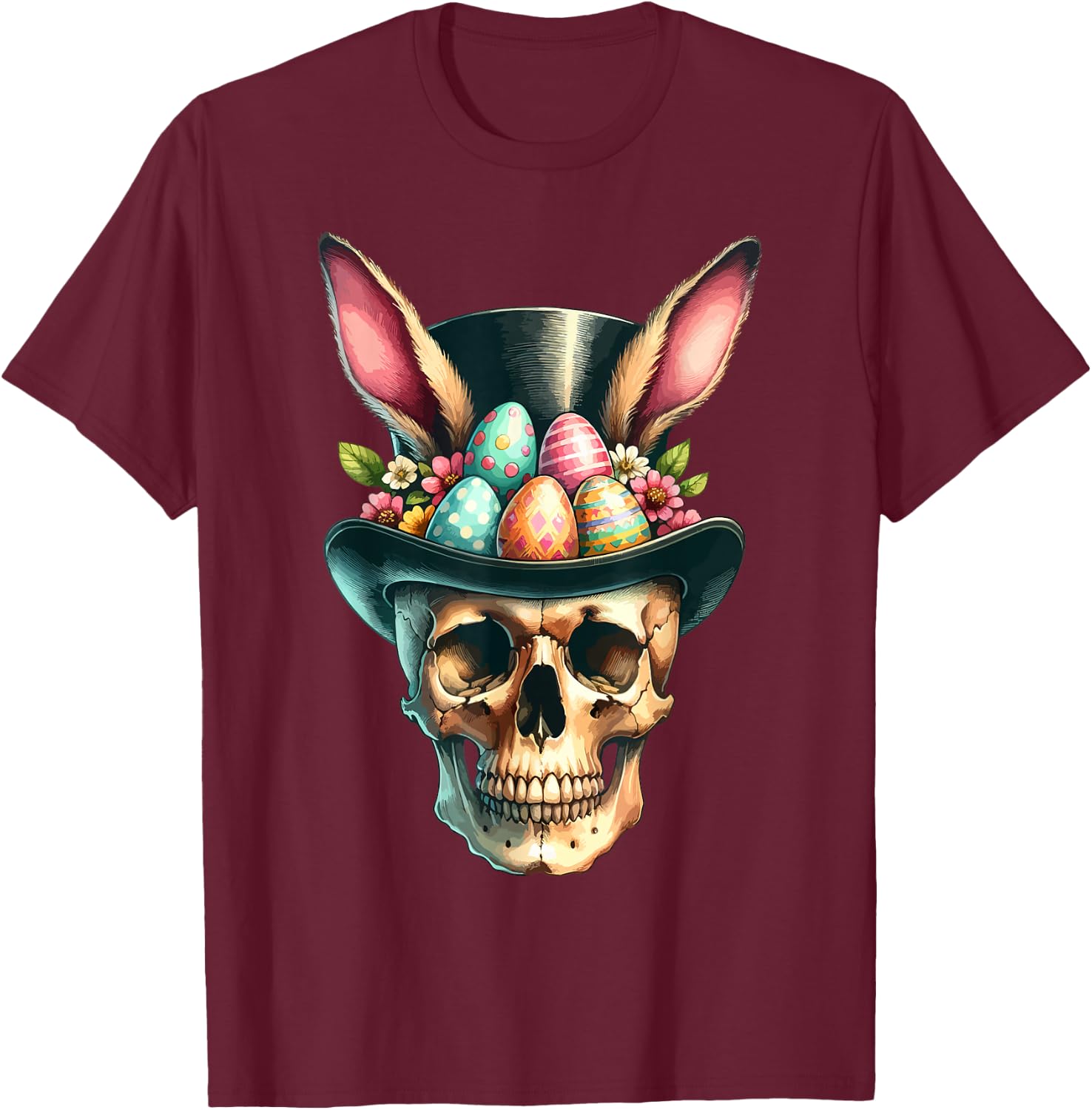Funny Easter Bunny Skull Egg Hunt Easter Day T-Shirt - T-Shirt | Maroon