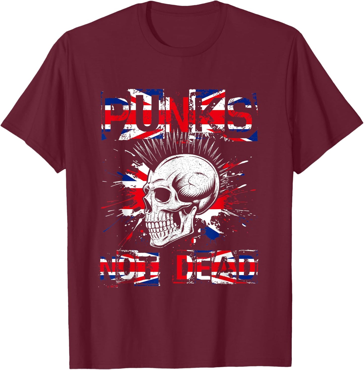 Punks Not Dead Punk Vintage , black, S T-Shirt - T-Shirt | Maroon