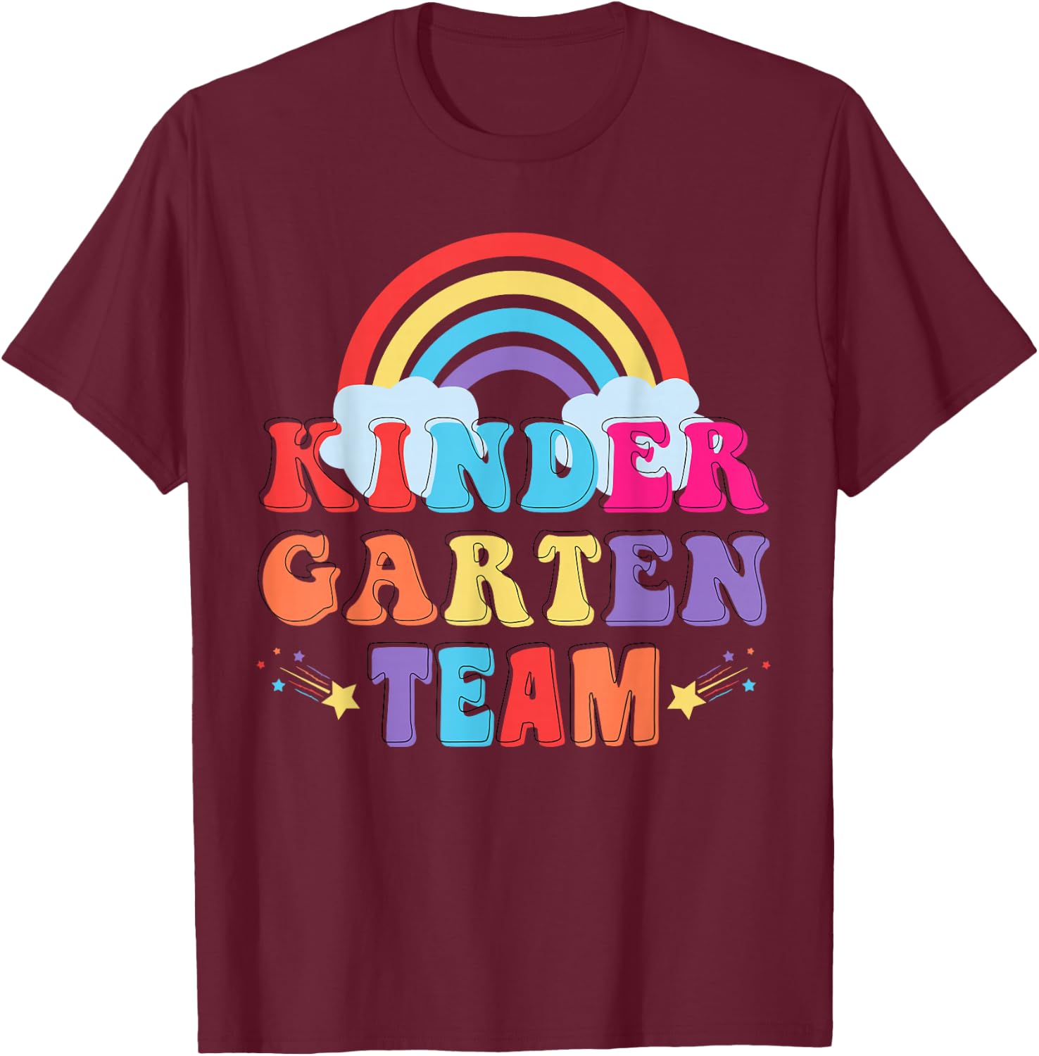 Kindergarten Kita Team Outfit Erzieherin Erzieher Regenbogen T-Shirt - T-Shirt | Maroon