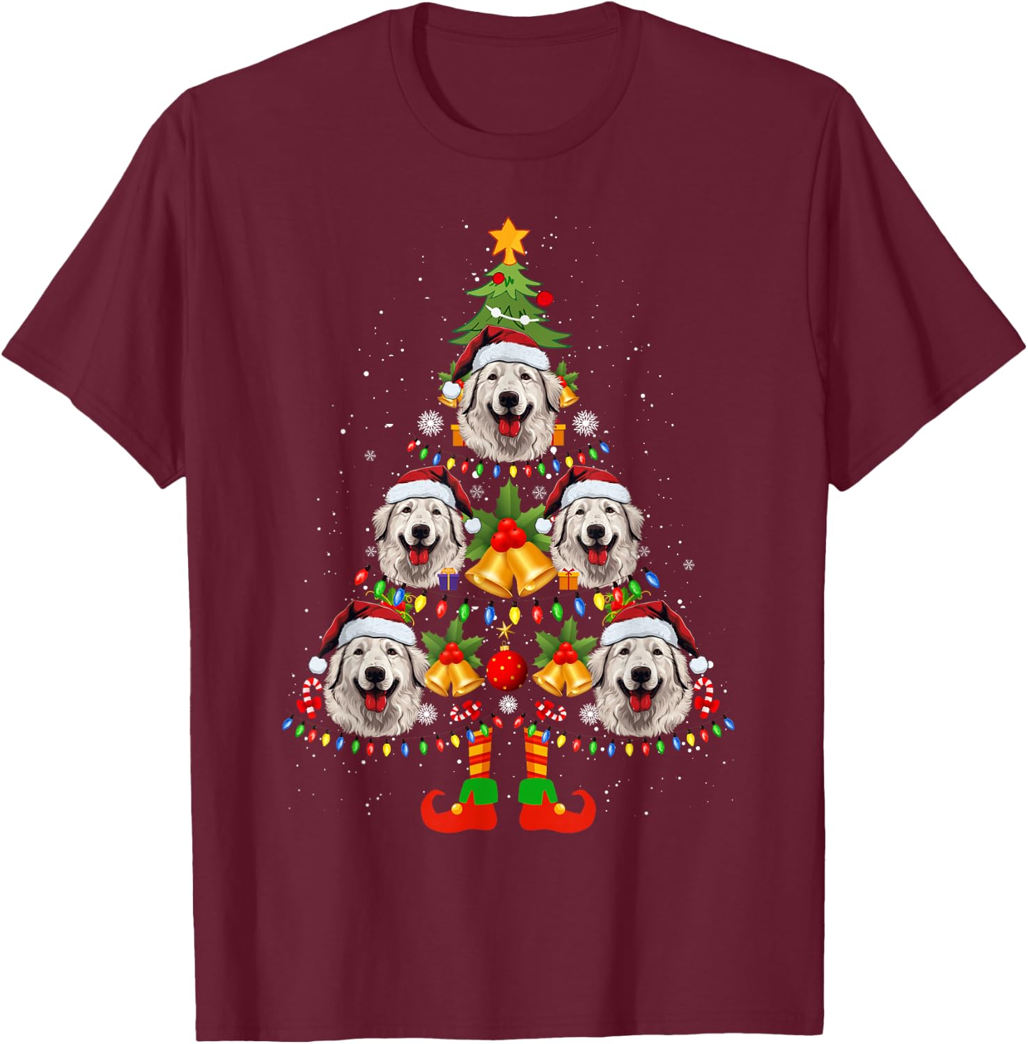 Maremma Sheepdog Christmas Tree Gifts Funny Xmas Dog Lover T-Shirt - T-Shirt | Maroon