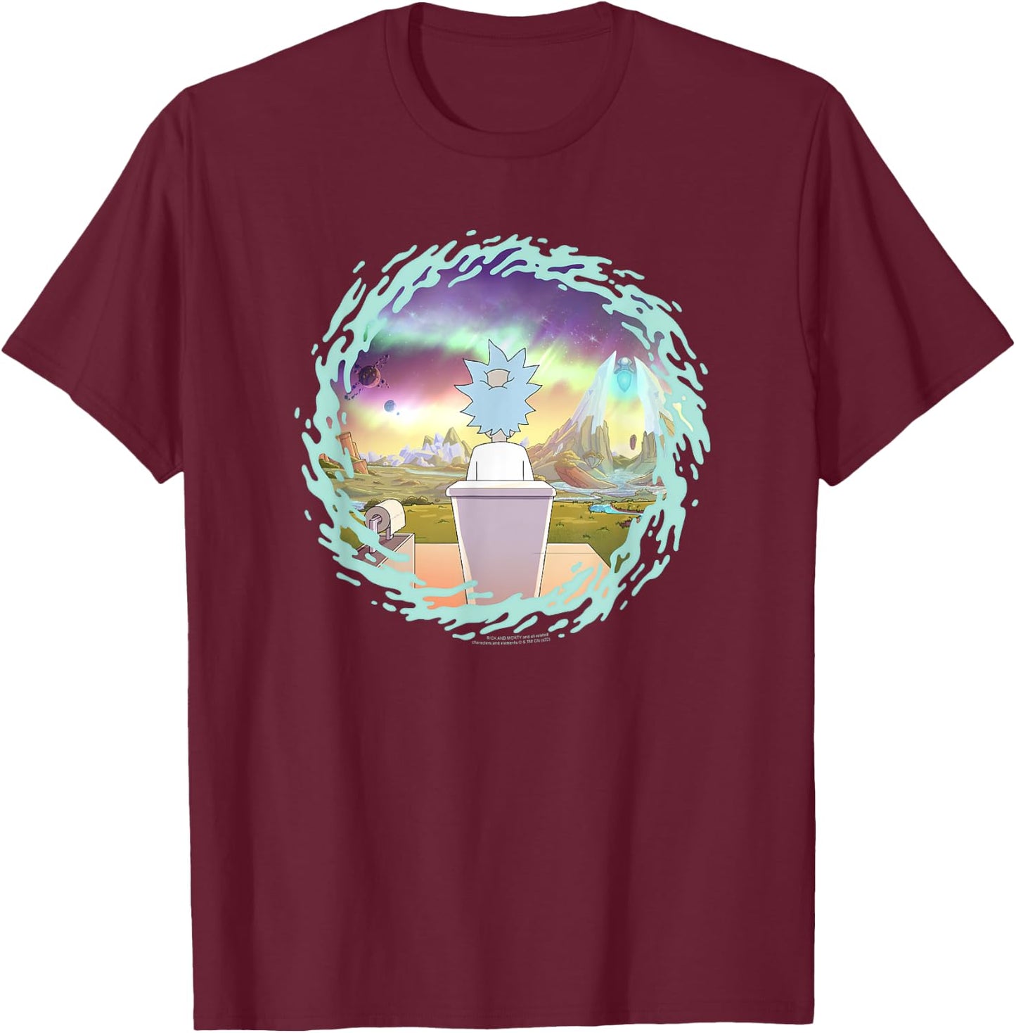 Adult Swim Rick & Morty Planet Swirl T-Shirt - T-Shirt | Maroon