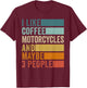 I Like Coffee Motorcycles & Maybe 3 People Vintage Retro T-Shirt - T-Shirt | Maroon