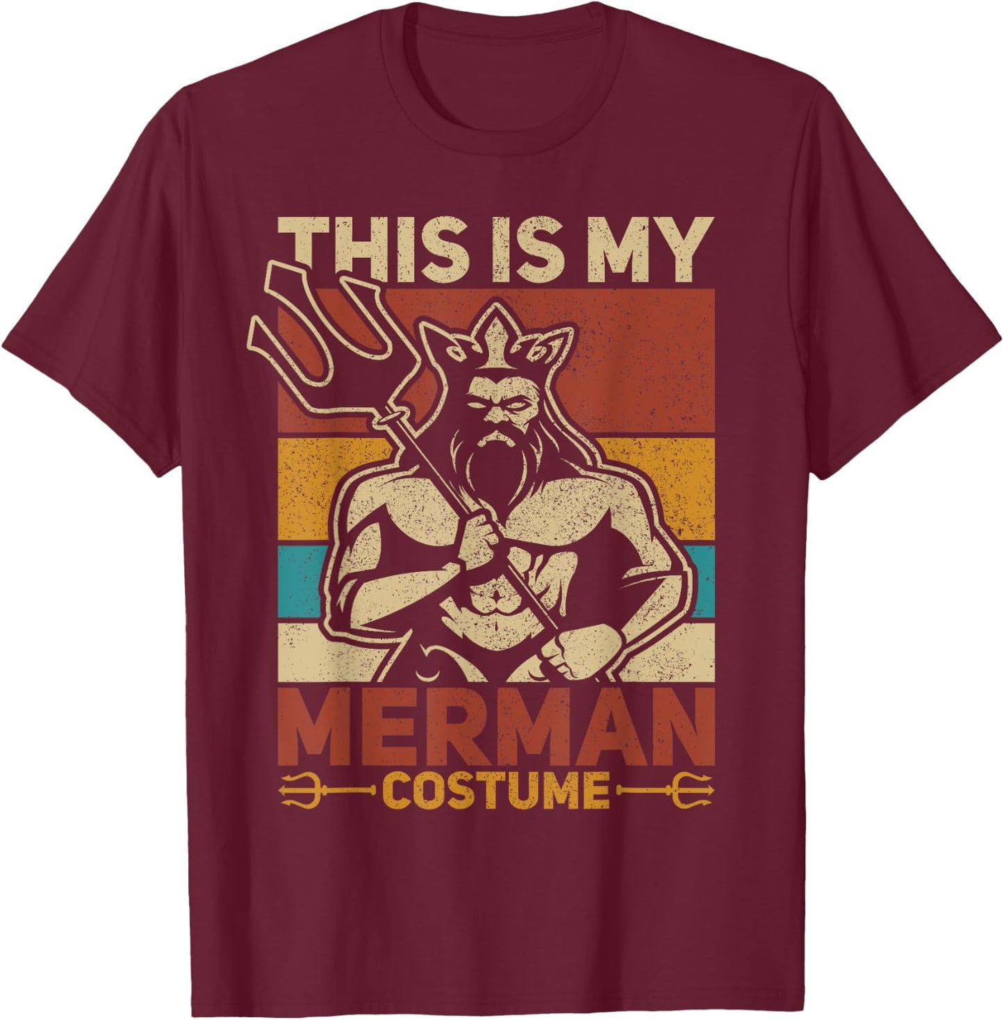 Merdaddy Mermaid Dad Fathers Day Party Outfit Merman Costume T-Shirt - T-Shirt | Maroon