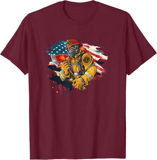 Firefighter Bravery Courage Honor Fire T-Shirt - T-Shirt | Maroon