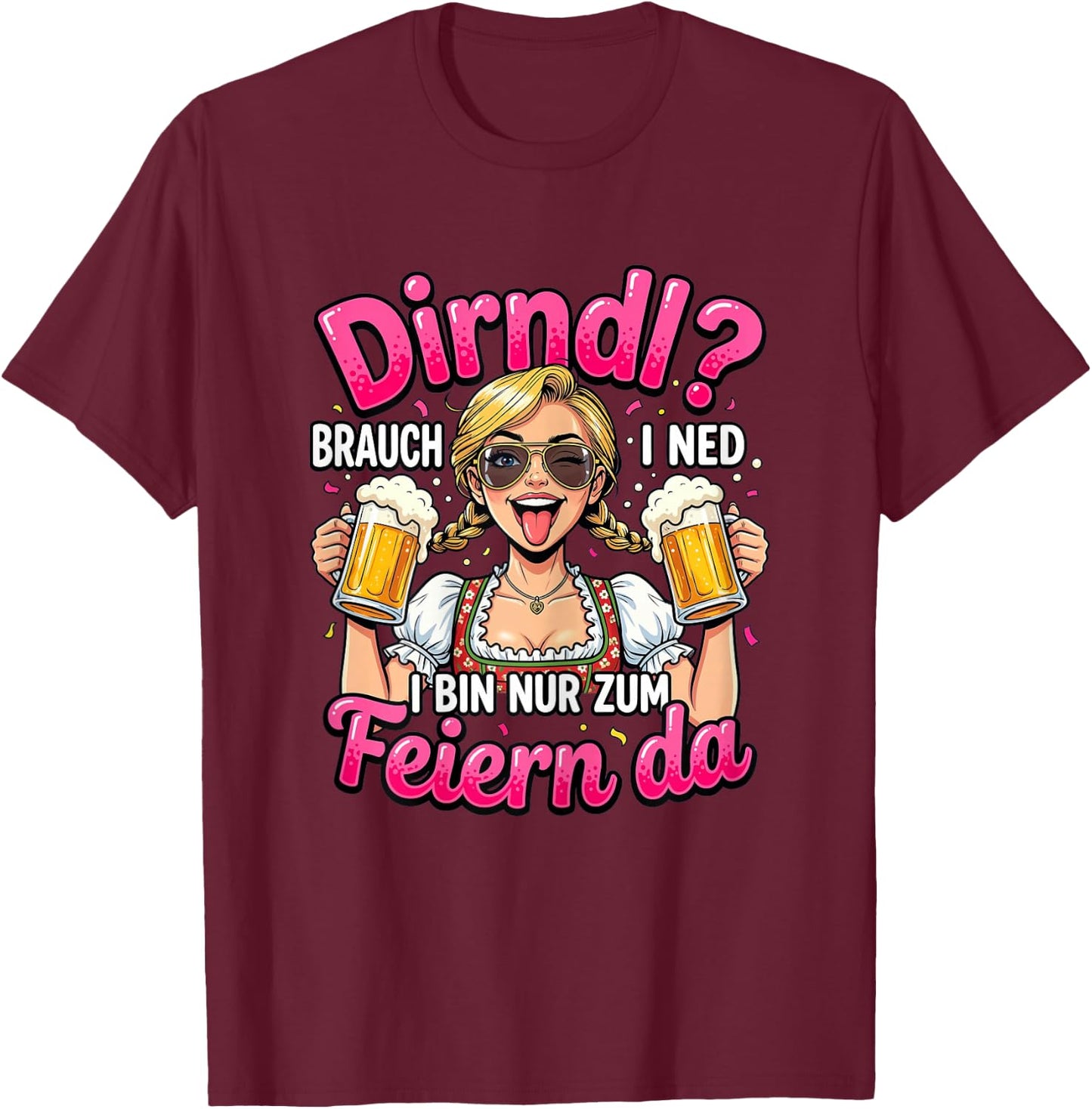 Trachtenshirt Damen Trachten Passend für Oktoberfest T-Shirt - T-Shirt | Maroon