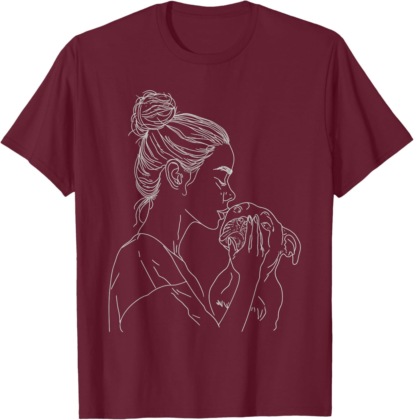 Staffordshire Bull Terrier Mom Dog Art Mother's Day T-Shirt - T-Shirt | Maroon
