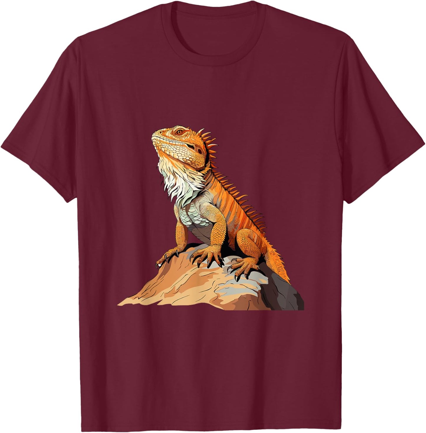 Bearded Dragon Pogona Reptile Graphic T-Shirt - T-Shirt | Maroon