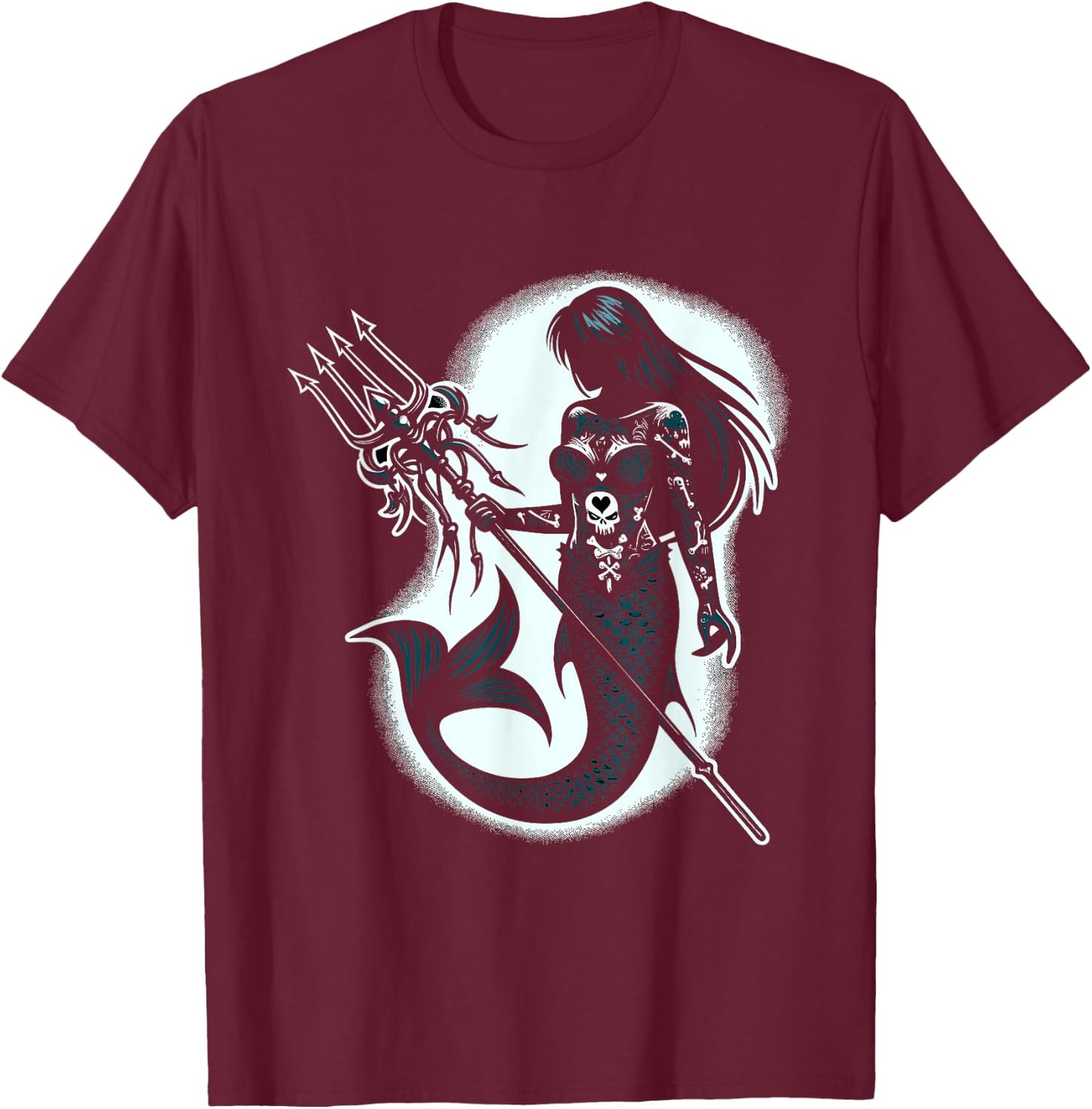 Spooky Sirens Horror Mermaid Creepy Mermaid Haunted Sea T-Shirt - T-Shirt | Maroon