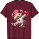 Cute Valentines Day Teddy Bear Heart Dabbing Girls Boys T-Shirt - T-Shirt | Maroon