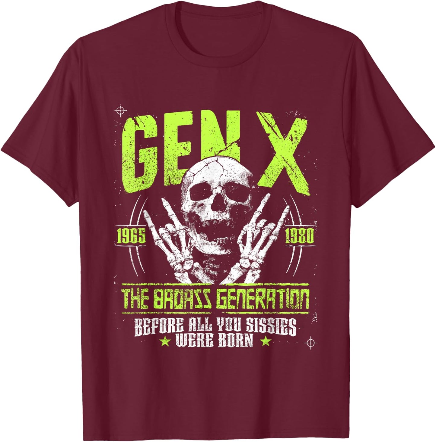 Gen X Badass Generation Punk Rock Sull Spruch T-Shirt - T-Shirt | Maroon