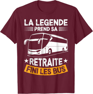 Retired 2024 Legend Retires Gone Buses , Black, S T-Shirt - T-Shirt | Maroon