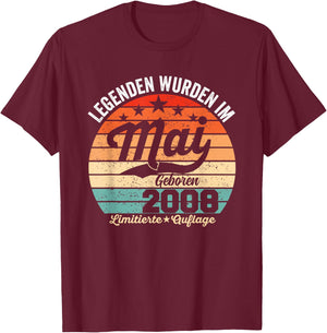 18. Geburtstag Geschenk Mann Legenden Sind Im Mai 2008 T-Shirt - T-Shirt | Maroon