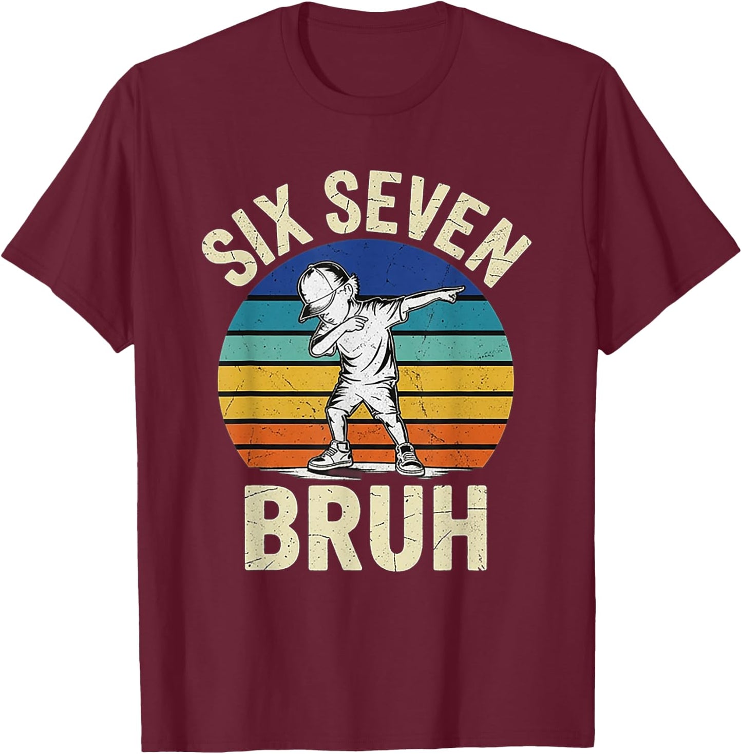 Kinder Meme 67 Six Seven 6 7 T-Shirt - T-Shirt | Maroon