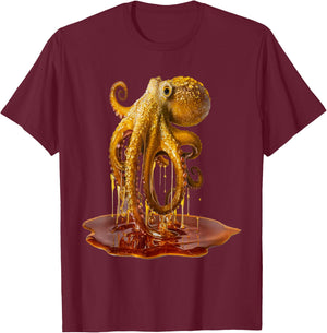 Octopus Men Woman Aesthetic Gold Honey Octopus T-Shirt - T-Shirt | Maroon