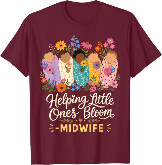 Midwife Cute Labor Delivery Baby Birth T-Shirt - T-Shirt | Maroon