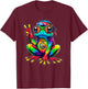 Hippie Tie-Dye Frog, 60s Party & 70s Costume, Peace Sign T-Shirt - T-Shirt | Maroon