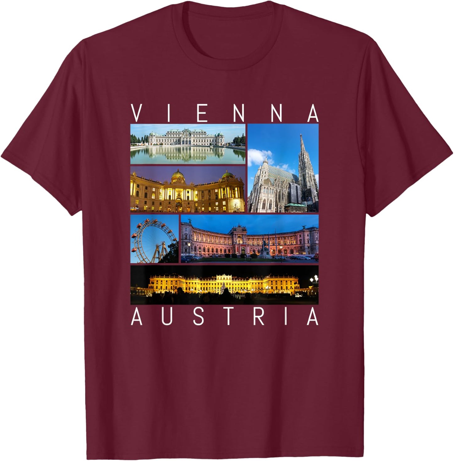 Vienna Austria famous sights gallery Souvenir T-Shirt - T-Shirt | Maroon