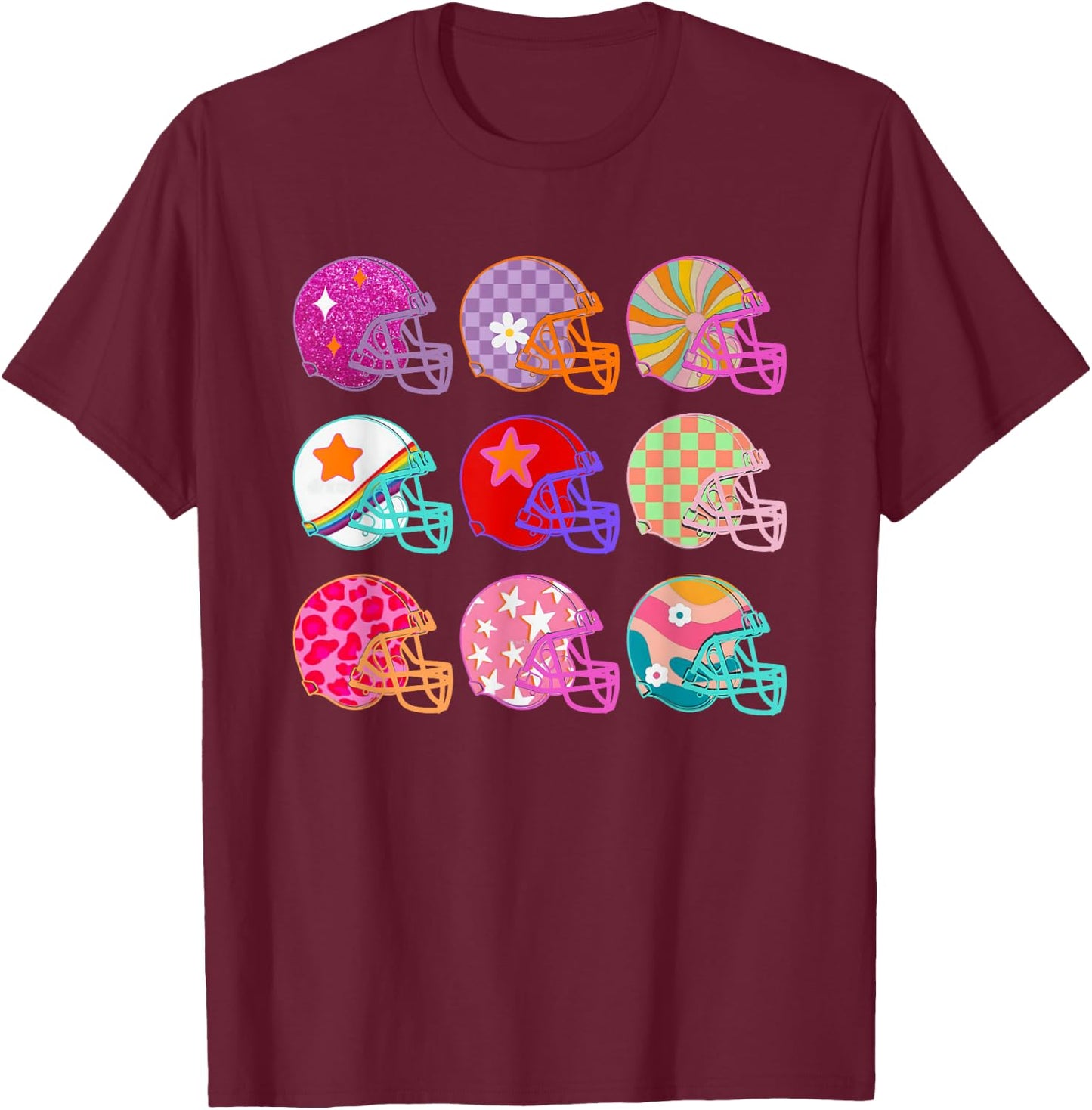 Football Hat Colorful Football For Football Players T-Shirt - T-Shirt | Maroon