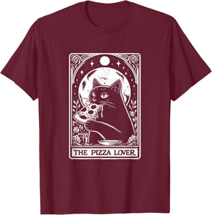 Pizza Katze Tarot Vintage Lustig Mystisch Retro T-Shirt - T-Shirt | Maroon