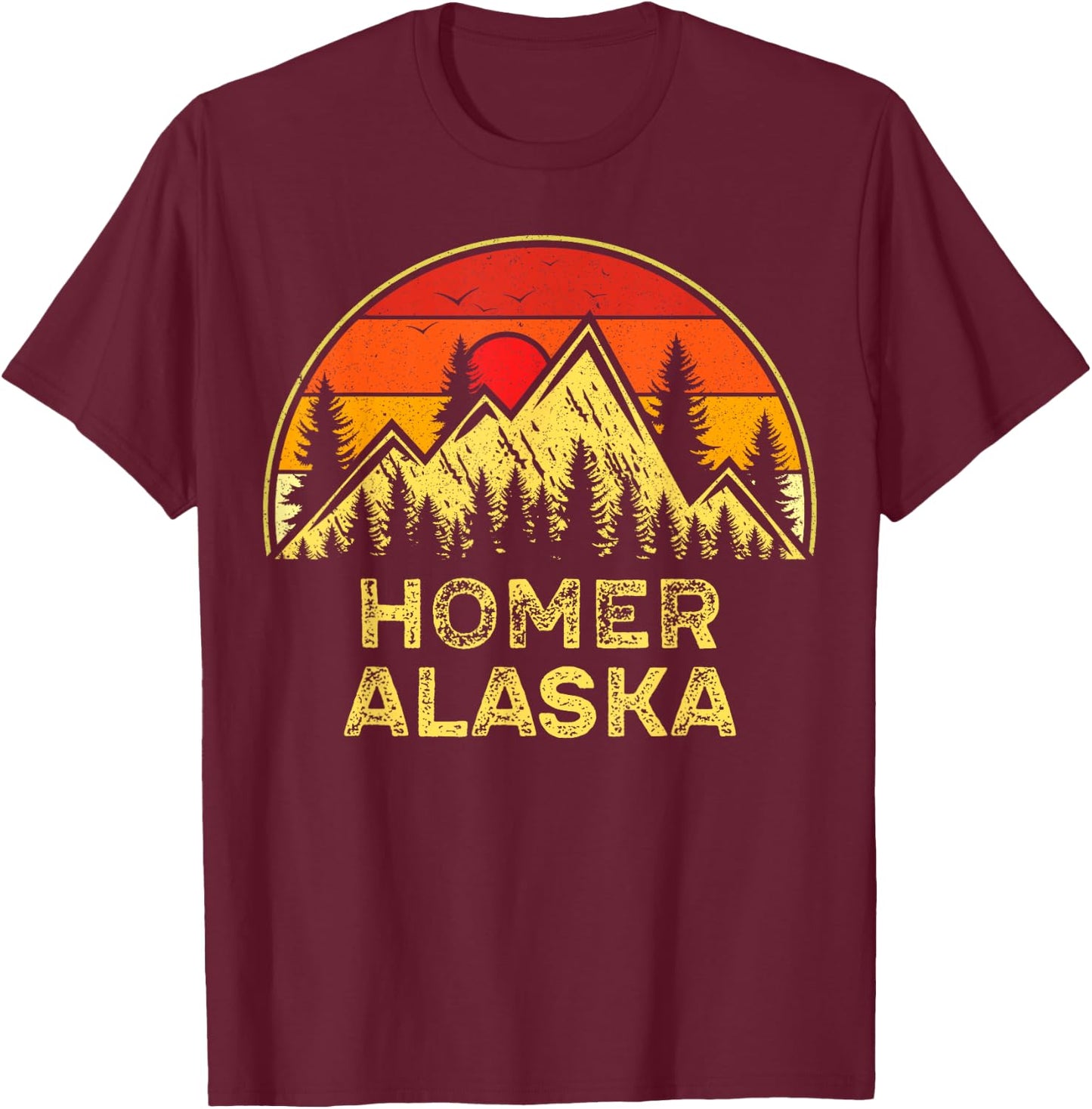 Vintage Homer Alaska AK Mountains Outdoor Hiking Souvenir T-Shirt - T-Shirt | Maroon