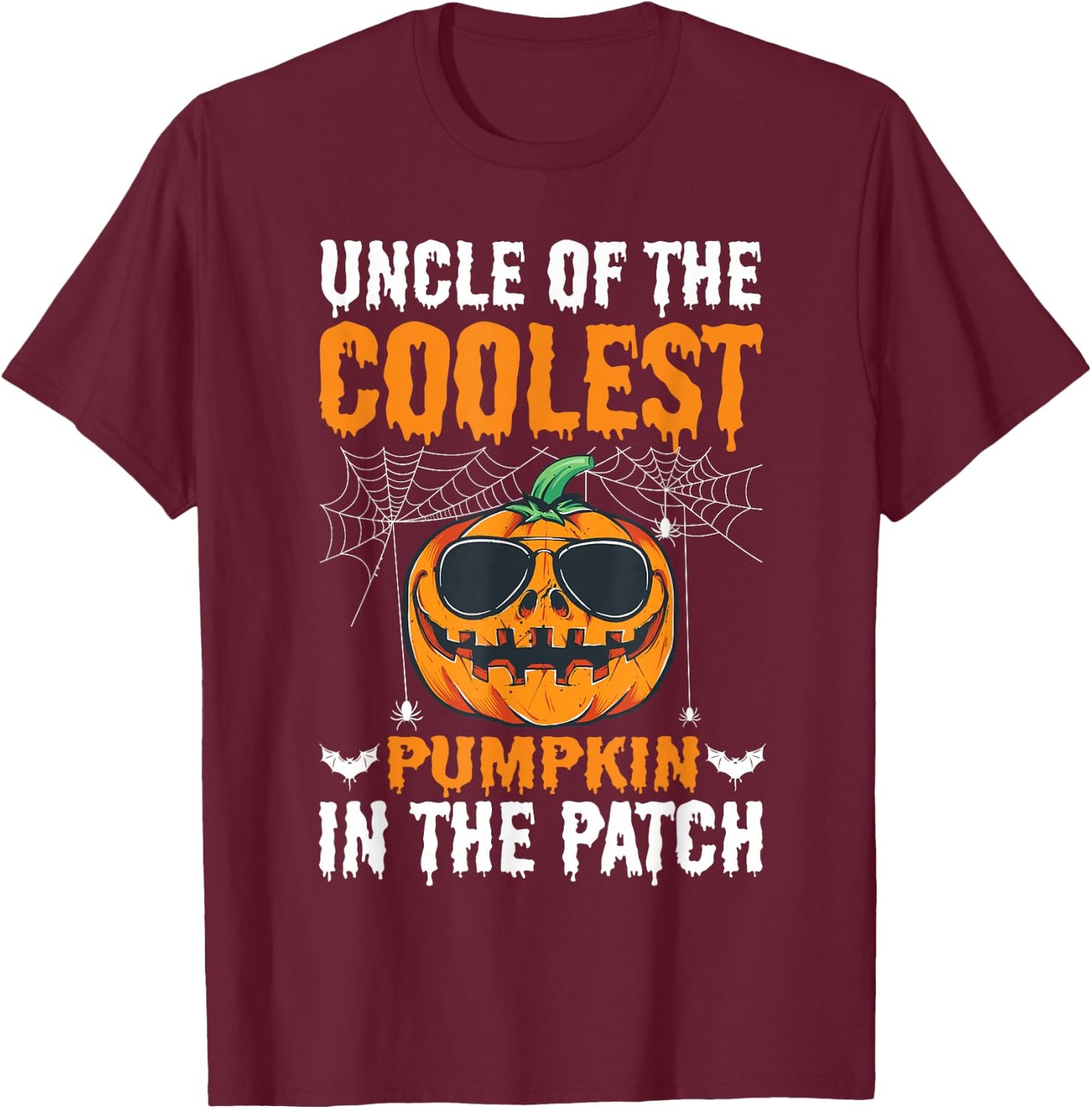 Uncle of The Coolest Pumpkin in The Patch Uncle Halloween T-Shirt - T-Shirt | Maroon