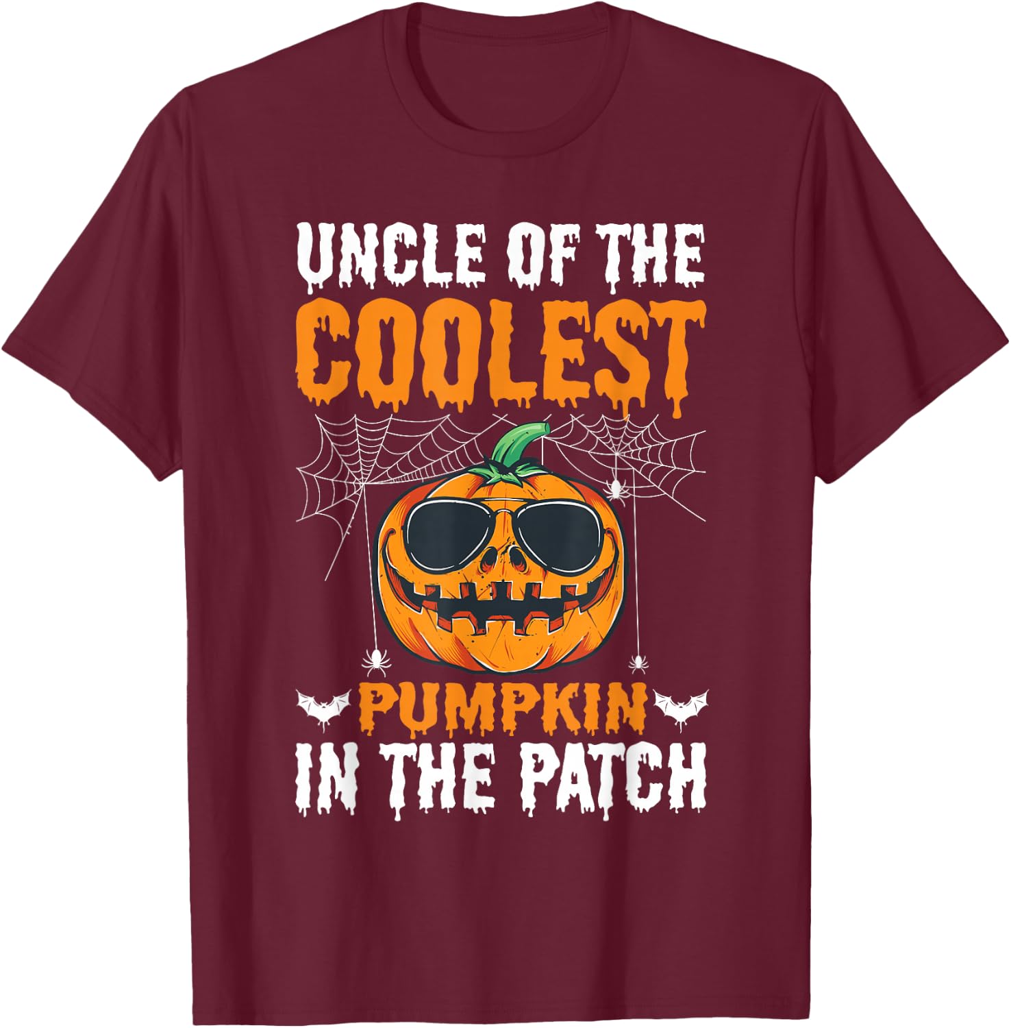 Uncle of The Coolest Pumpkin in The Patch Uncle Halloween T-Shirt - T-Shirt | Maroon