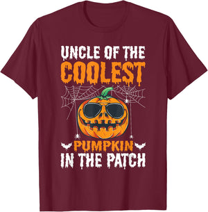 Uncle of The Coolest Pumpkin in The Patch Uncle Halloween T-Shirt - T-Shirt | Maroon