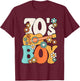 Boys Retro 70s Hippie Costume , Black, S T-Shirt - T-Shirt | Maroon