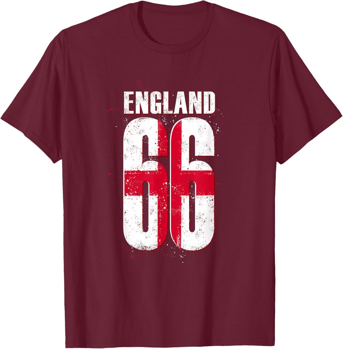 Vintage England 66 Flag Proud English Fan Retro Memorabilia T-Shirt - T-Shirt | Maroon