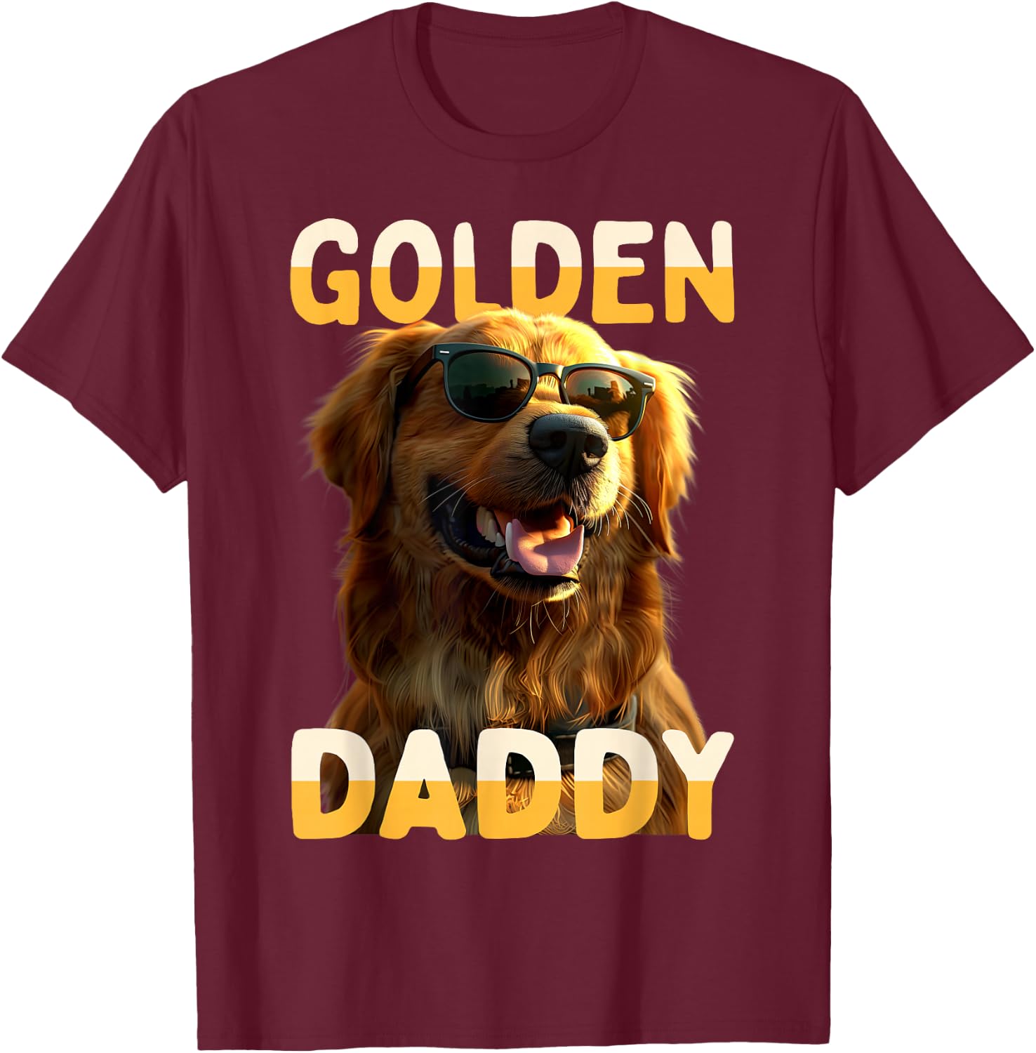 Golden Daddy Dad Father's Day Dad Golden Retriever Dad T-Shirt - T-Shirt | Maroon