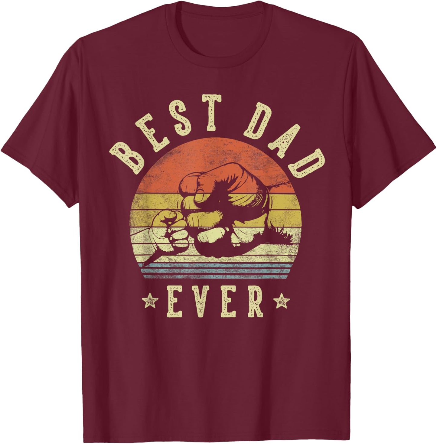 Best Dad Ever - Retro Fist Bump Vintage Design Dad T-Shirt - T-Shirt | Maroon