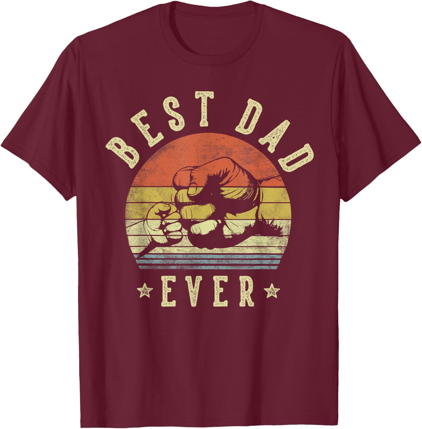 Best Dad Ever - Retro Fist Bump Vintage Design Dad T-Shirt - T-Shirt | Maroon