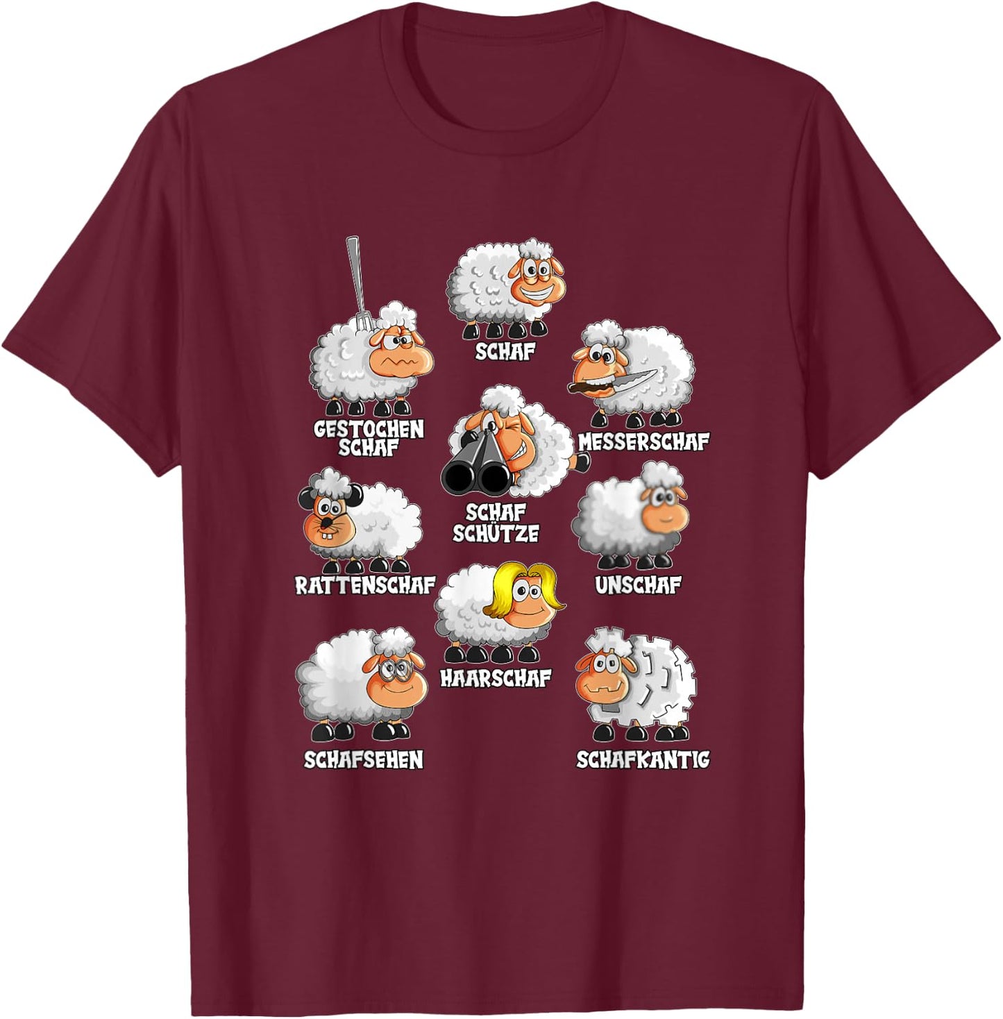 Funny Sheep Knife Sheep Rat Sheep , black, s T-Shirt - T-Shirt | Maroon