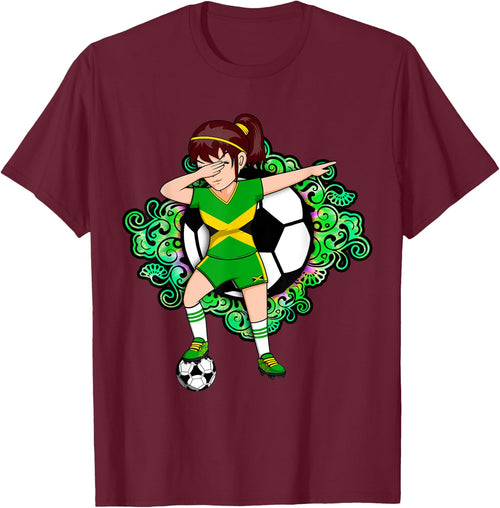 Dabbing Soccer Girl Jamaica Jersey Floral Football Flower