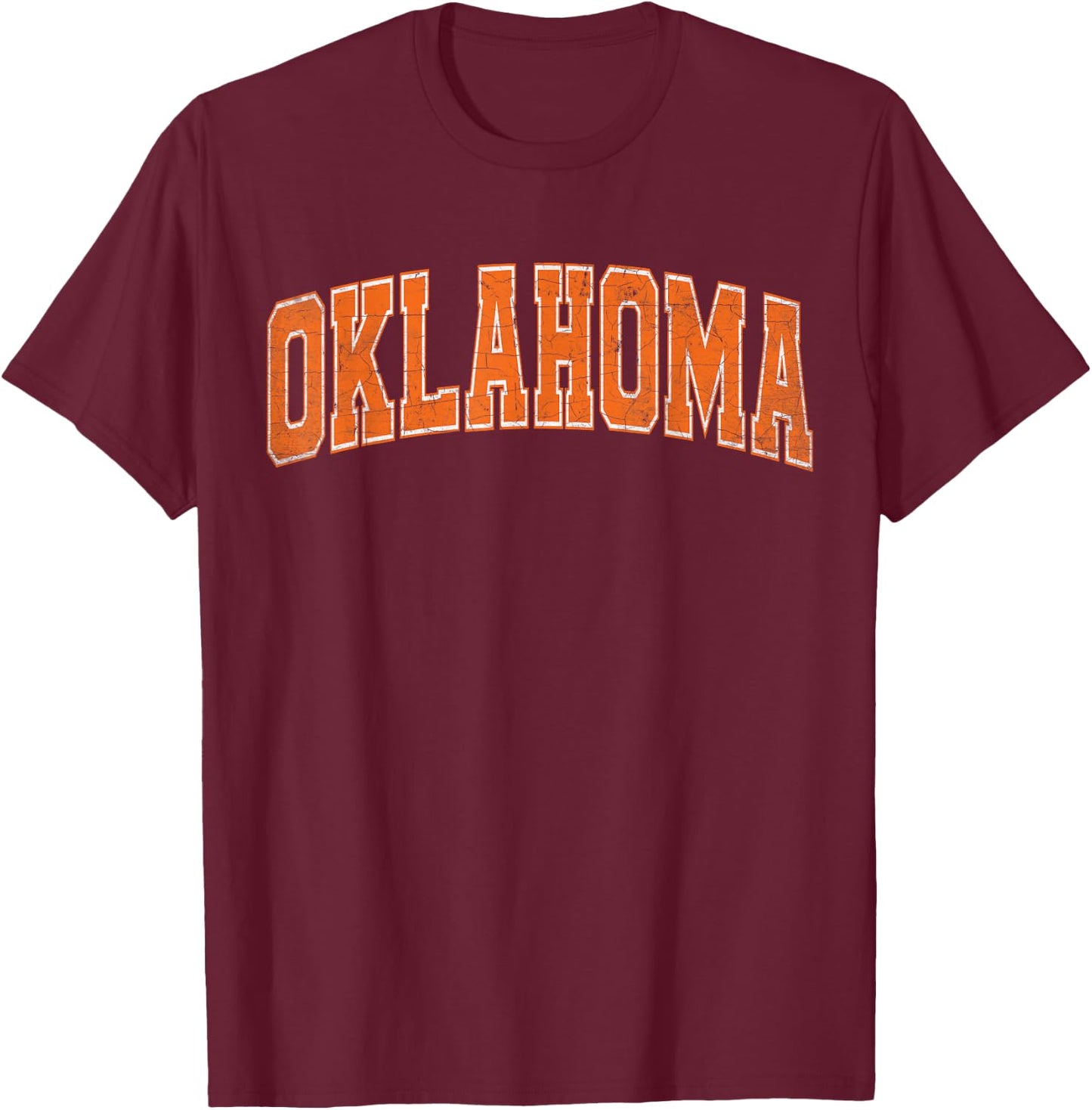 Oklahoma State Retro Orange Varsity Vintage Text T-Shirt - T-Shirt | Maroon