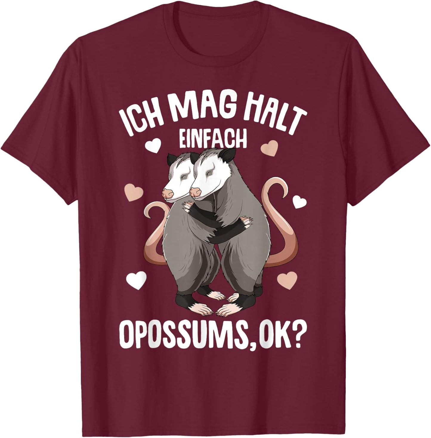 Ich mag halt Opossums Girls Kids Women's Opossum , black, s T-Shirt - T-Shirt | Maroon