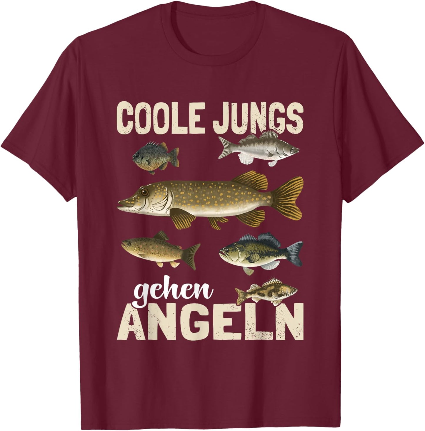 Cool Boys Go Fishing Funny Fish Sport Fisherman Fisherman T-Shirt - T-Shirt | Maroon