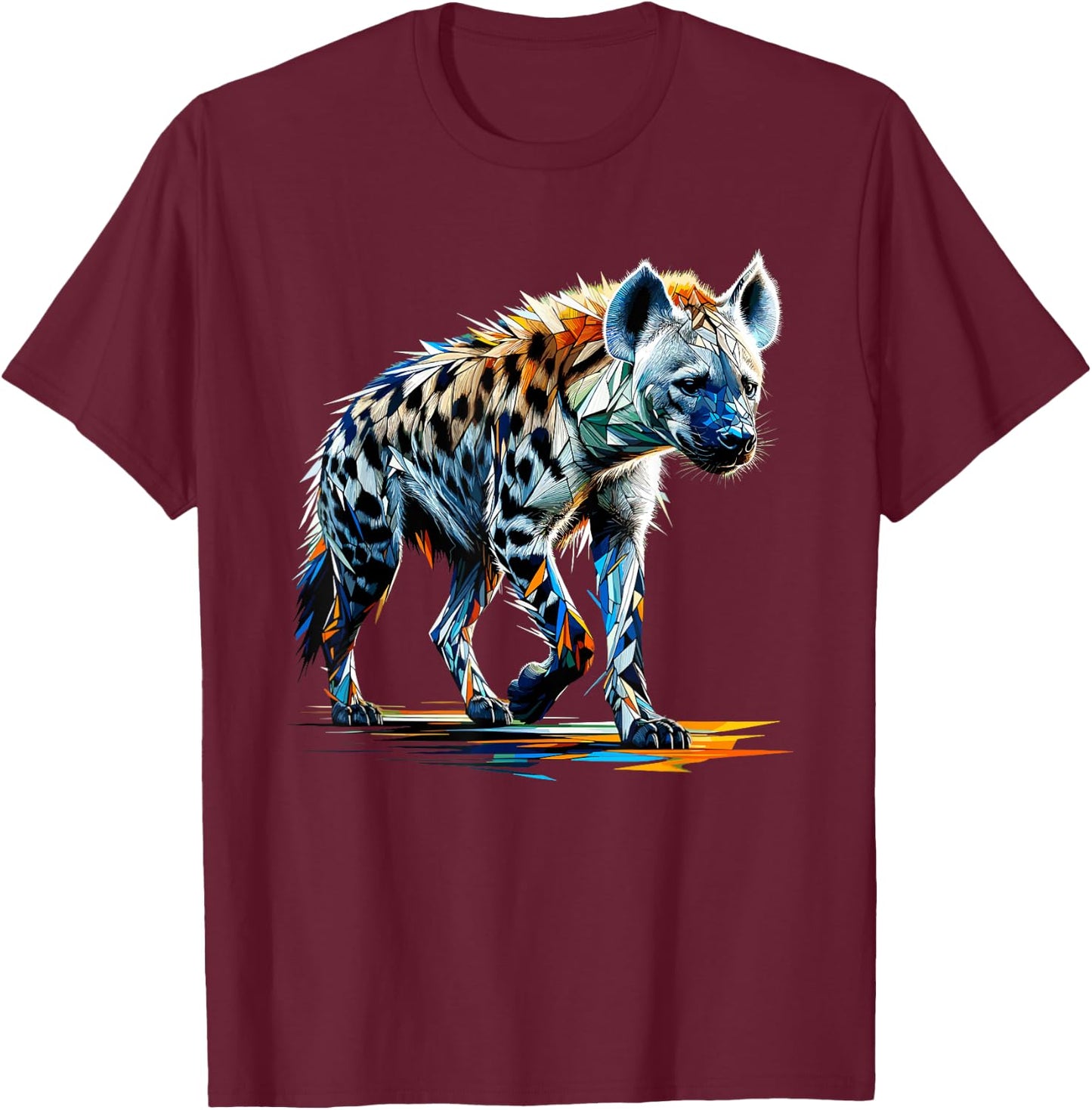 Polygon Art Hyänen Hyäne T-Shirt - T-Shirt | Maroon