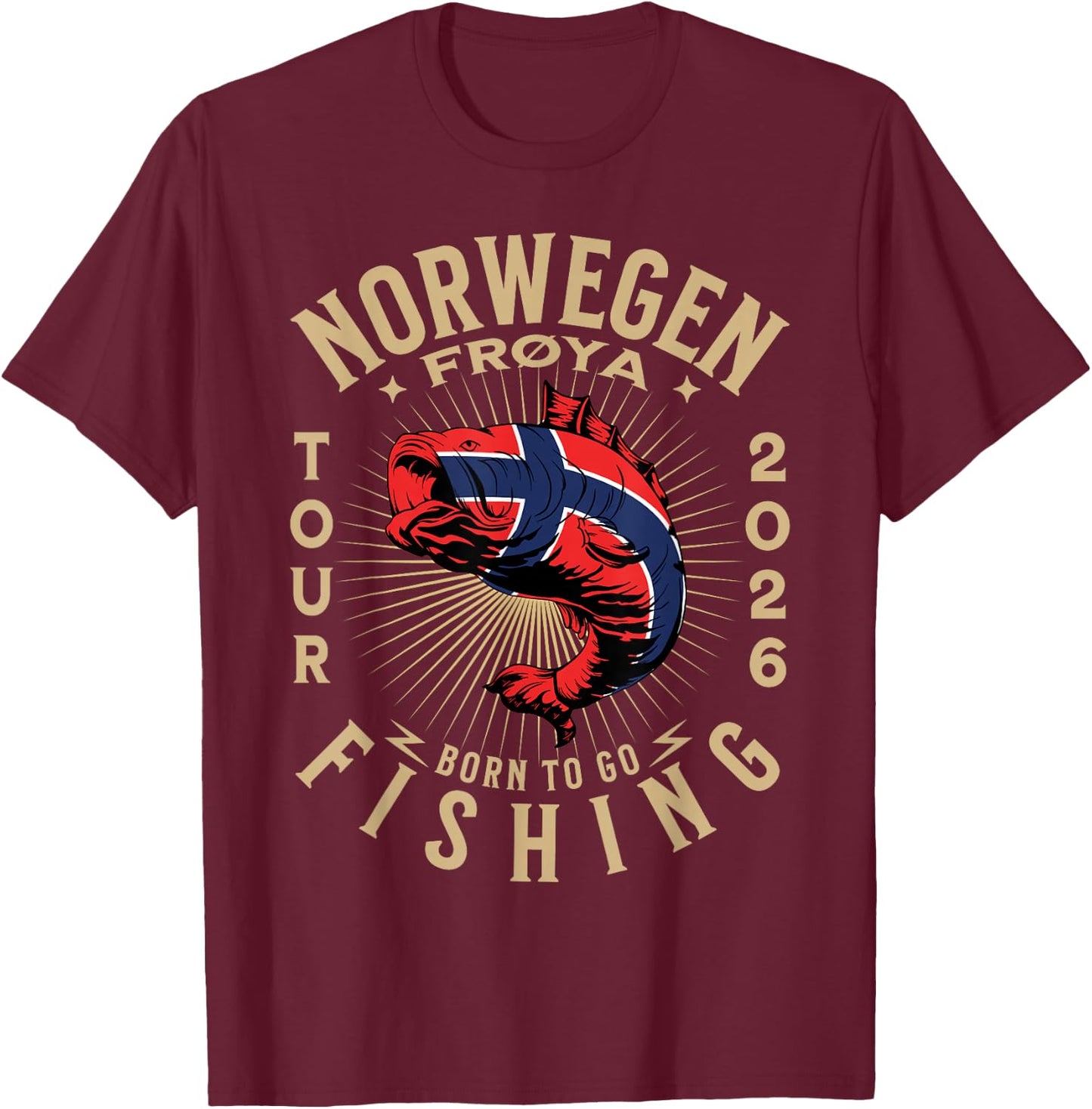 Frøya Fishing Tour Norway 2026 , black T-Shirt - T-Shirt | Maroon