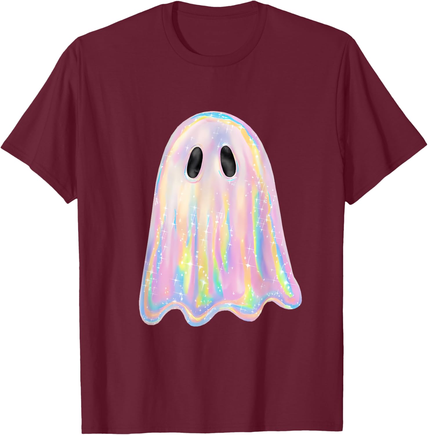 Retro Disco Ghost Cute Halloween Costume Funny Graphic T-Shirt - T-Shirt | Maroon