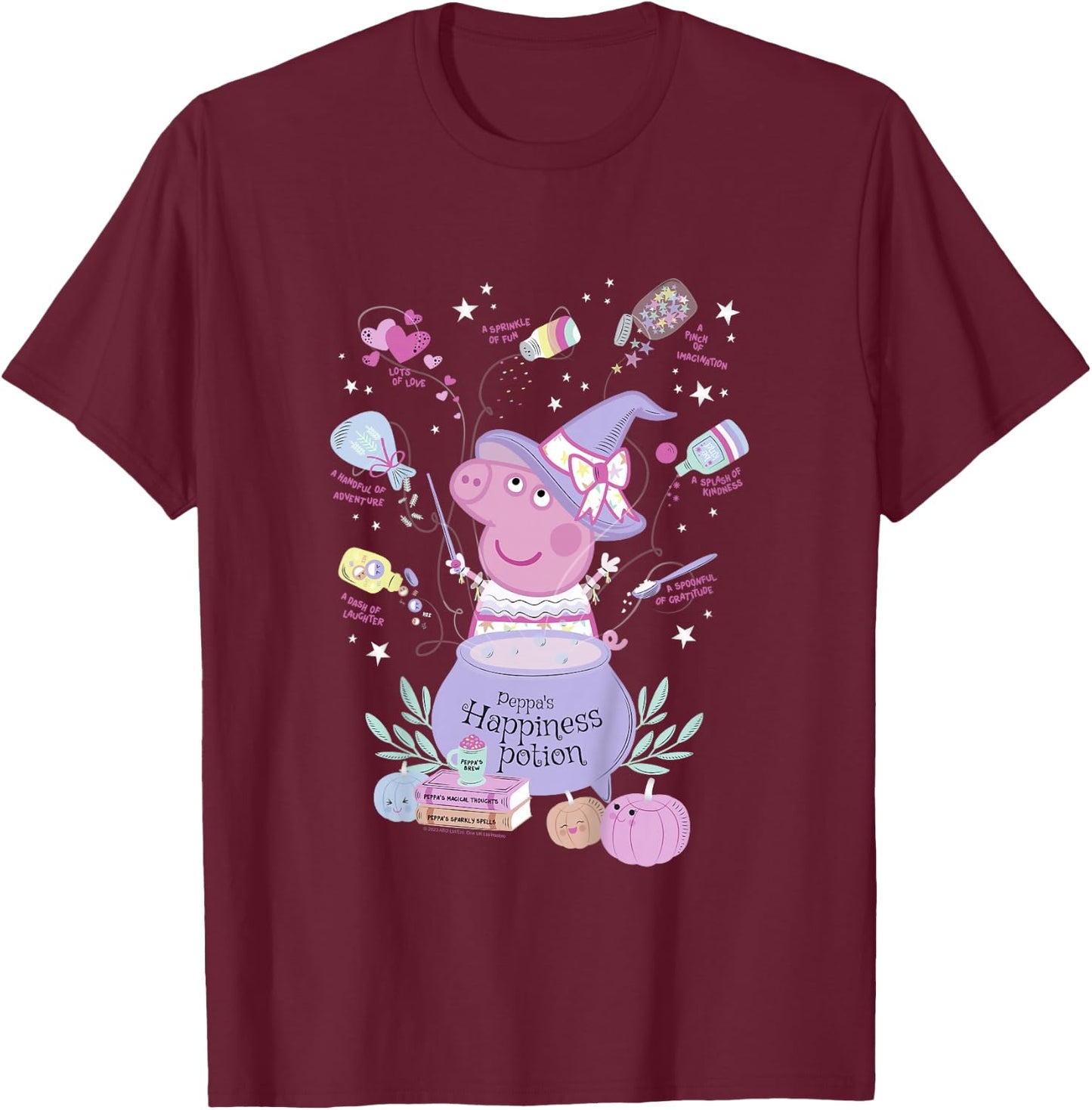 Kids Peppa Pig Halloween Peppa's Happiness Potion Cauldron Mix T-Shirt - T-Shirt | Maroon