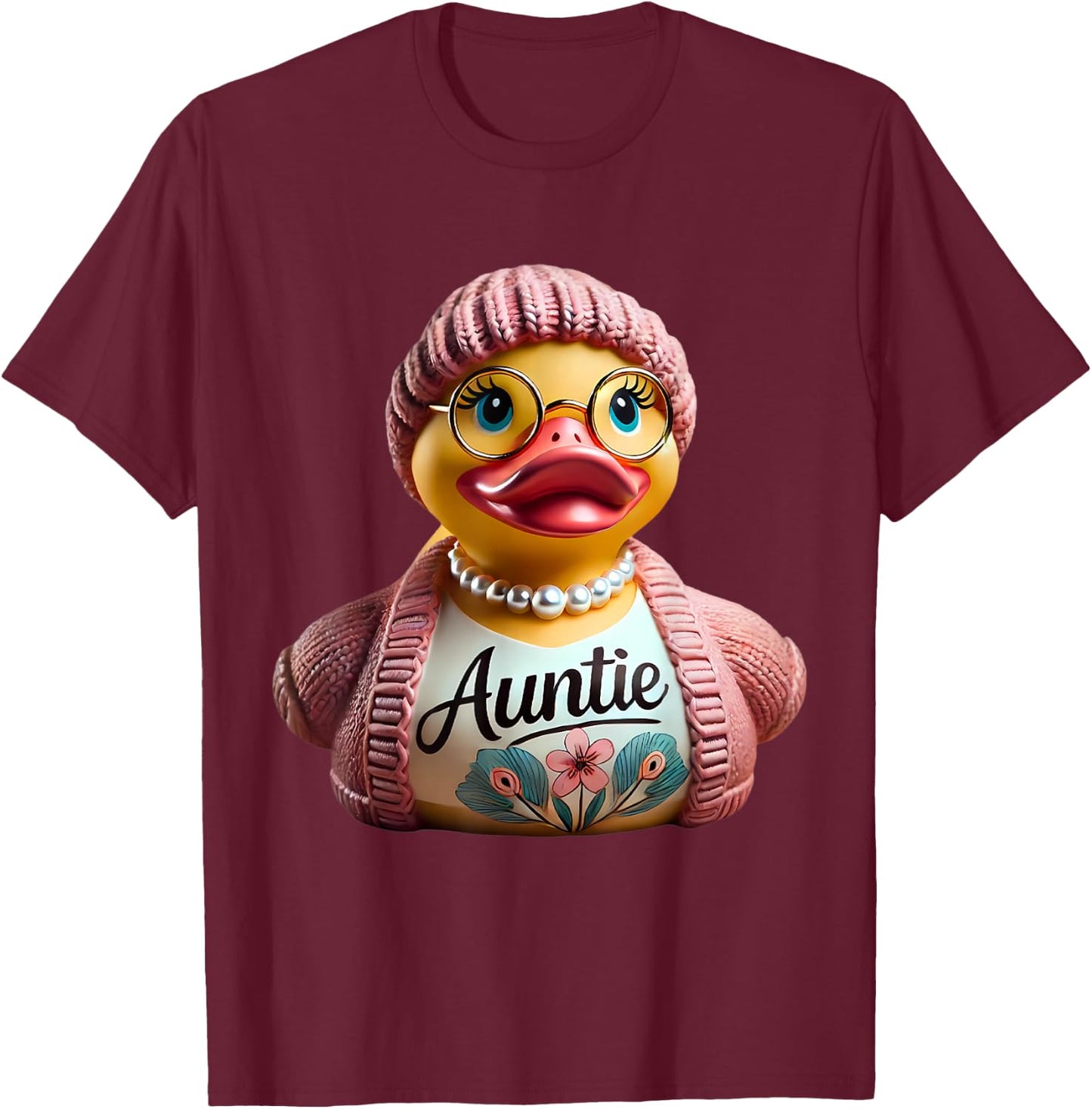 Auntie Rubber Duck Aunt Family T-Shirt - T-Shirt | Maroon
